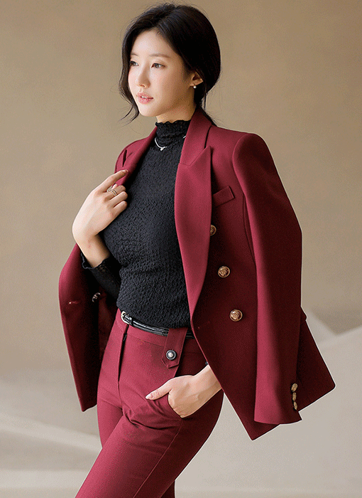 [LouisAngel] Elegant Slim Double-Breasted Jacket