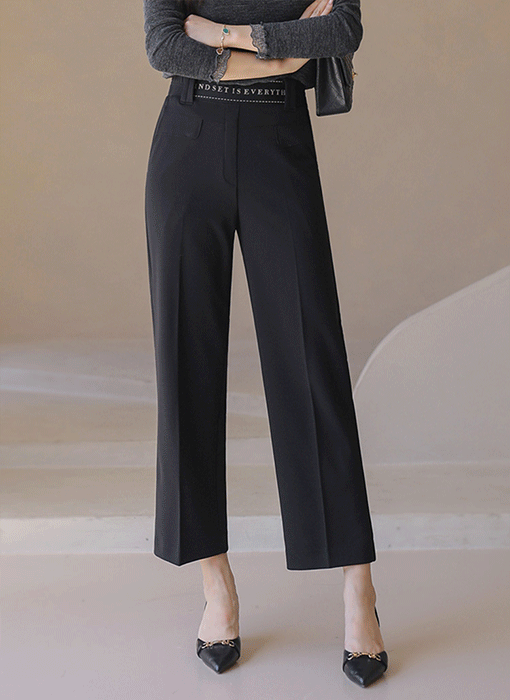 Modern Lettering Band Stretch Slacks