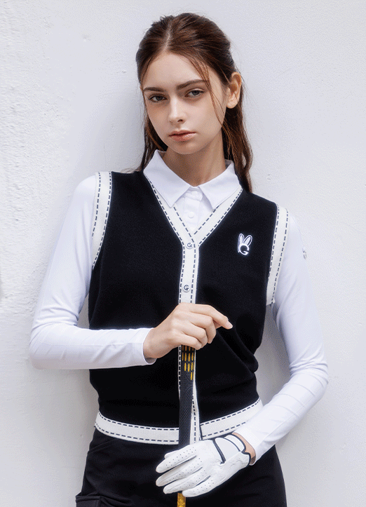 [QoG] Contrast Stitch Rabbit Knit Vest