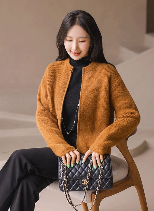 (4 Colors) Fluffy Two-Way Zip Knit Cardigan