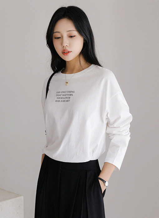 [The Onme] (4 Colors) Relaxed Cotton Long Sleeve Tee