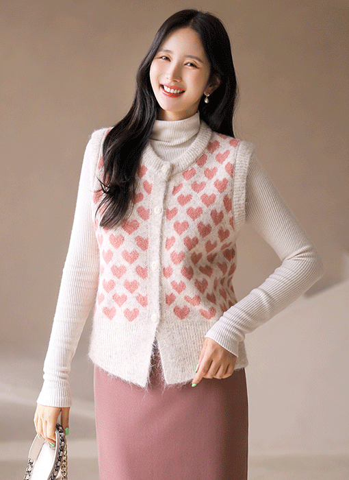 Cozy Love Heart Fuzzy Knit Vest