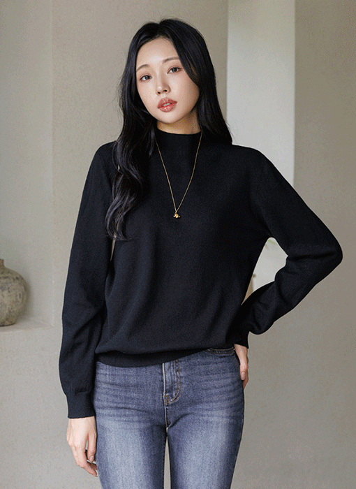 [The Onme] (5 Colors) Cozy Everyday Mock Neck Knit Top