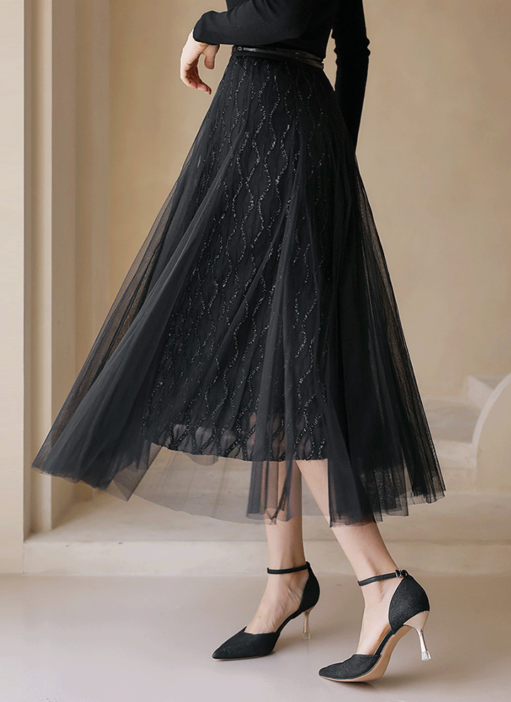Wave Glitter Tulle Skirt