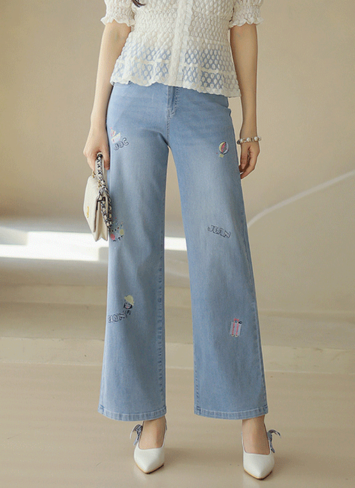 Joyride Embroidered Wide Jeans