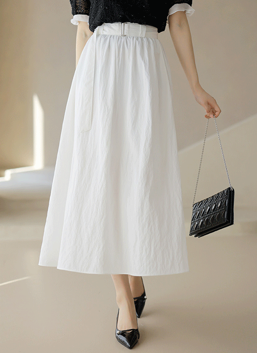 Belted Breeze Flare Maxi Skirt