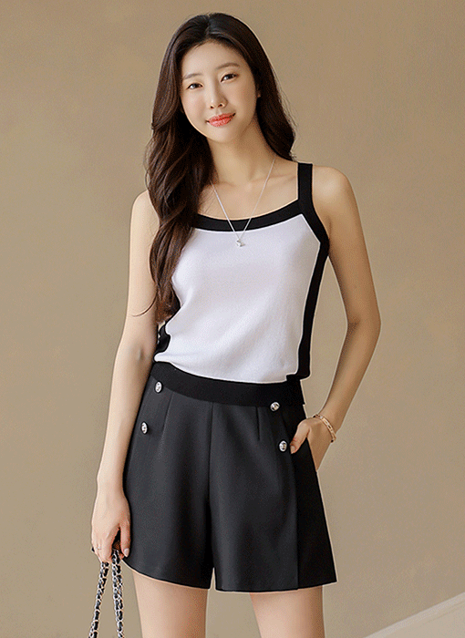 Square Neck Knit Tank Top