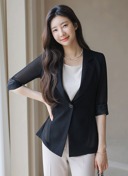 Feminine Slim Fit Sheer Jacket