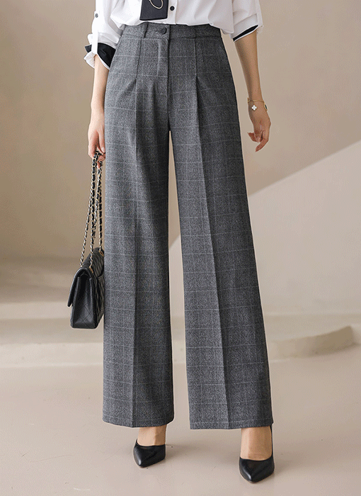 Warm Touch Check Wide Slacks