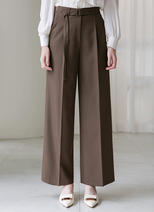 Classic Belted Wide Slacks