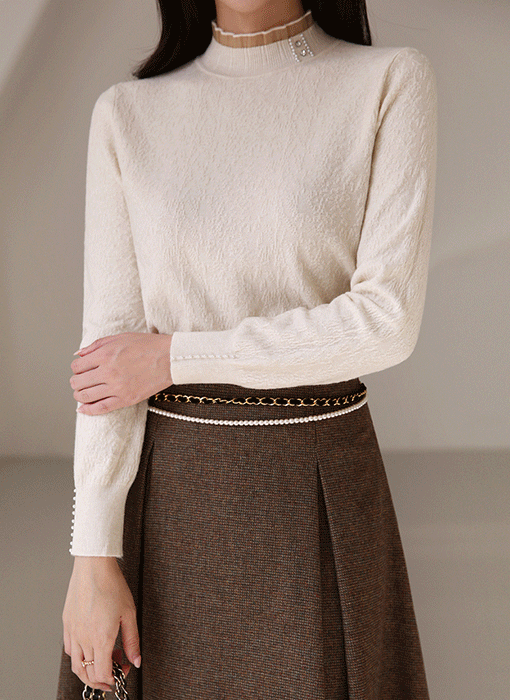 Shimmer Accent Jacquard Knit Knit Top