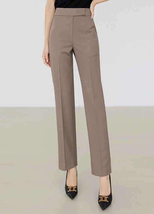 High Rise Crease Front Straight Slacks
