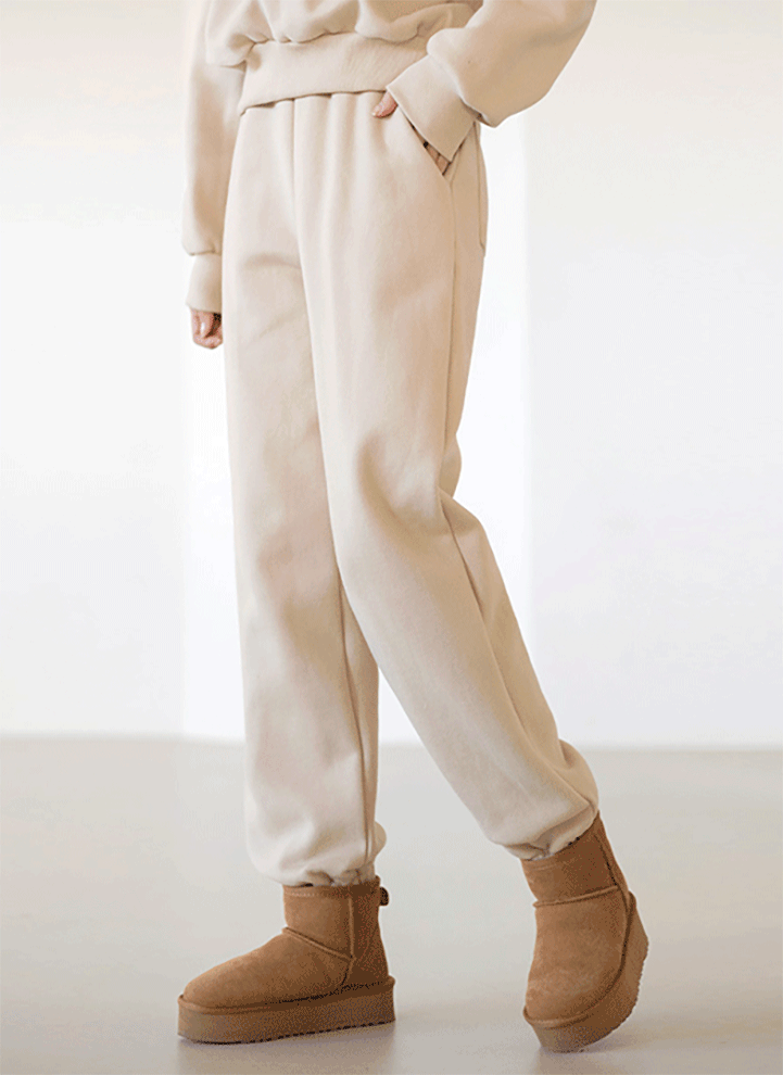 [LouisAngel] Drawstring Elastic Waist Brushed Jogger Pants