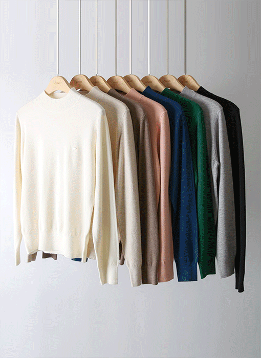 (8 Colors) Classic Soft Knit Mock Neck Knit Top
