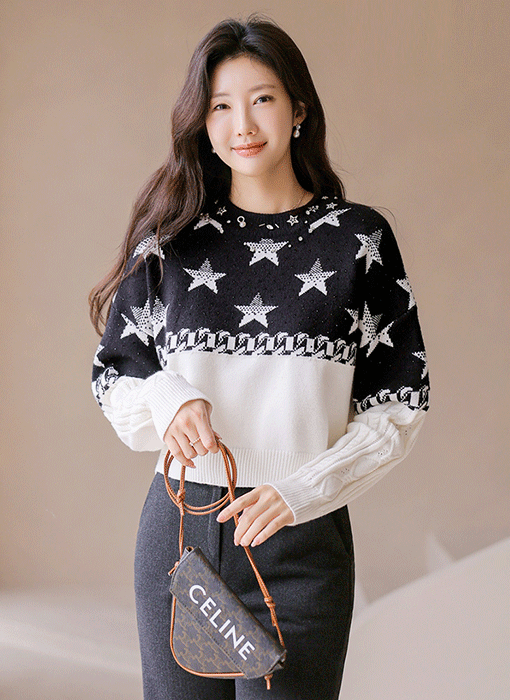 Starlit Charm Embellished Knit Top