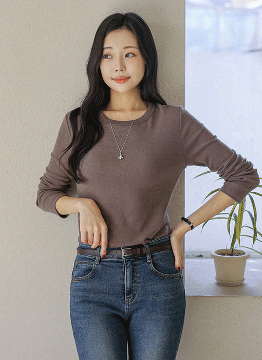 [The Onme] (6 Colors) Peach Brushed Layering Tee