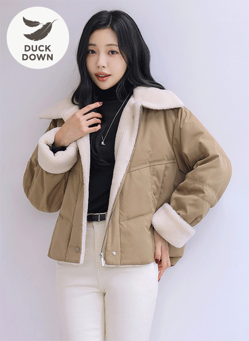 [The Onme] Cozy Plush Trim Puffer Jacket