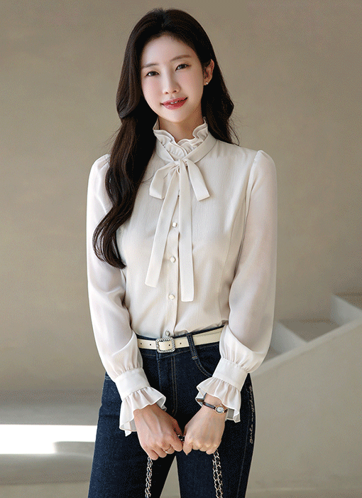 [LouisAngel]  Feminine Ruffle Lace Button Blouse