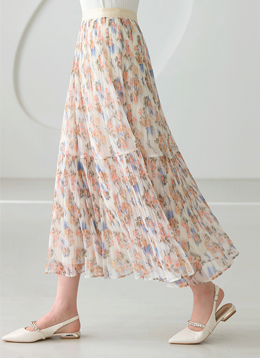 Bloomy Pleated Tulle Skirt