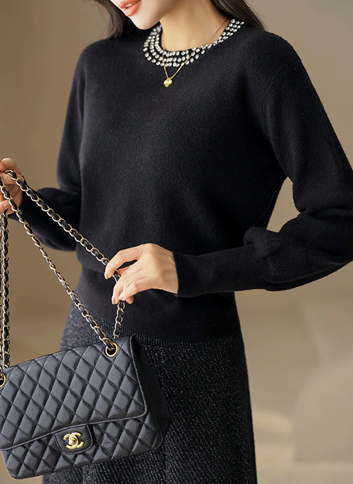 (4 Colors) Luminous Gem-Line Modal Blend Knit Top