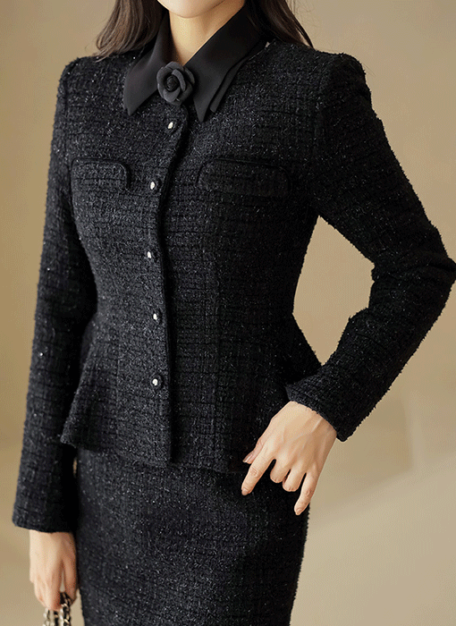 Radiant Weave Peplum Tweed Jacket