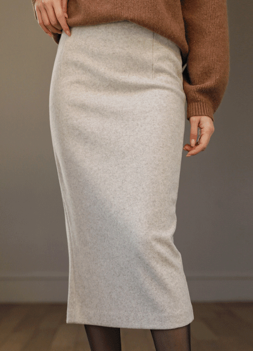 High Waist Back Slit Brushed H-Line Skirt