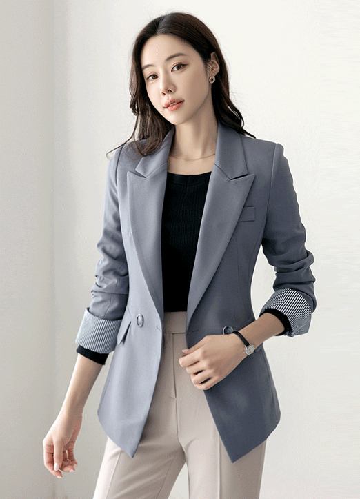 Double Breasted One Button Slim Tailored Jacket