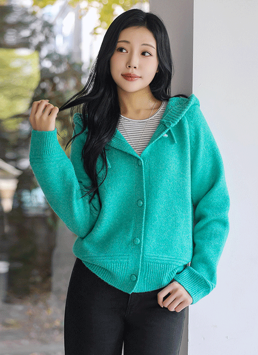 [The Onme] Cozy Raglan Hooded Knit Cardigan