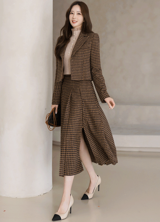 [Louis Angel] Wool Blended Two Button Check Tailored Jacket