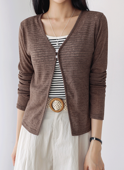 [The Onme] (4 Colors) Ease Layer Rib Knit Cardigan (Short/Long)