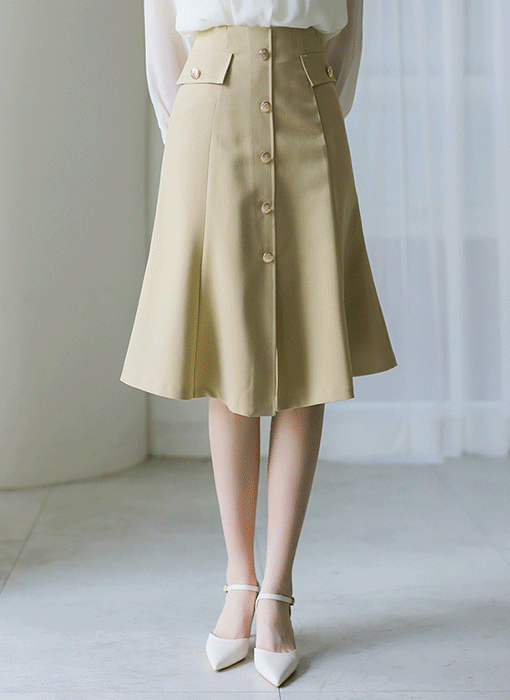 Golden Flair Midi Skirt 