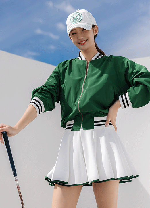 [QoG] Lettering Back Zip-Up Bomber Jacket