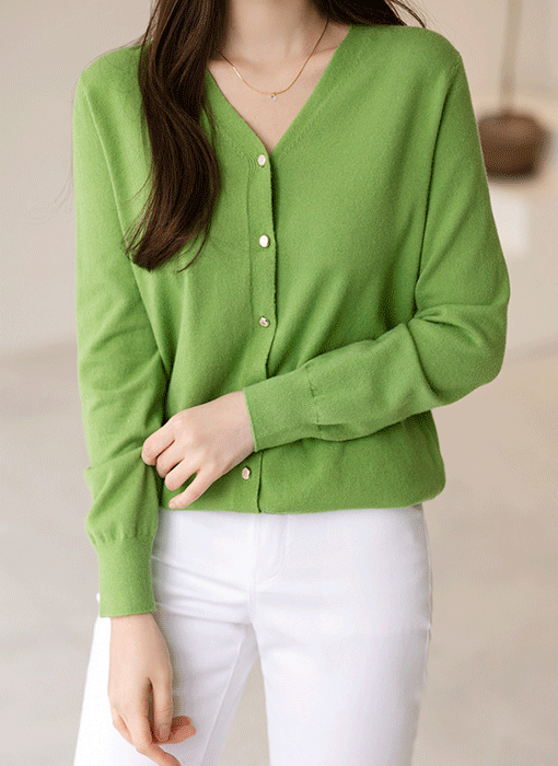 [Louis Angel] (7 Colors) Basic V-Neck Knit Cardigan