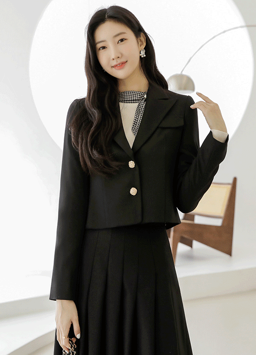 [Louis Angel] Jewel Button Semi-Crop Tailored Jacket 
