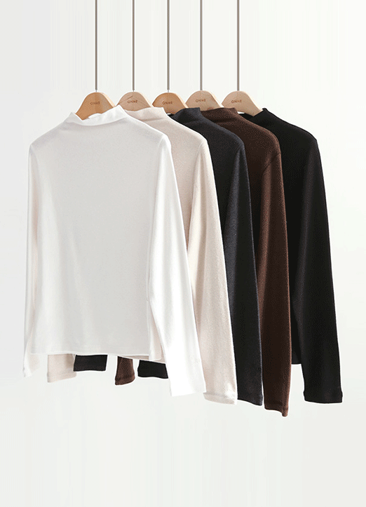 (5 Colors) Soft Basic Mock Neck Top