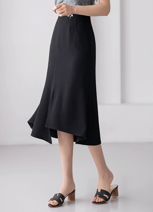 Asymmetrical Hem Front Slit Mermaid Skirt