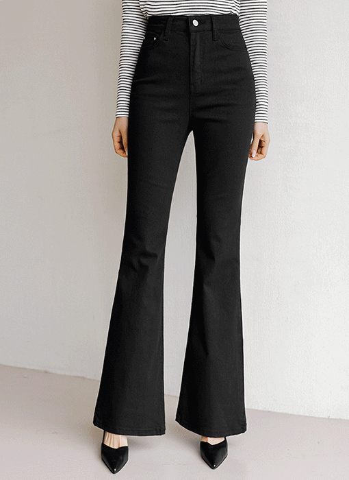 Mid Rise Boot-Cut Cotton Pants