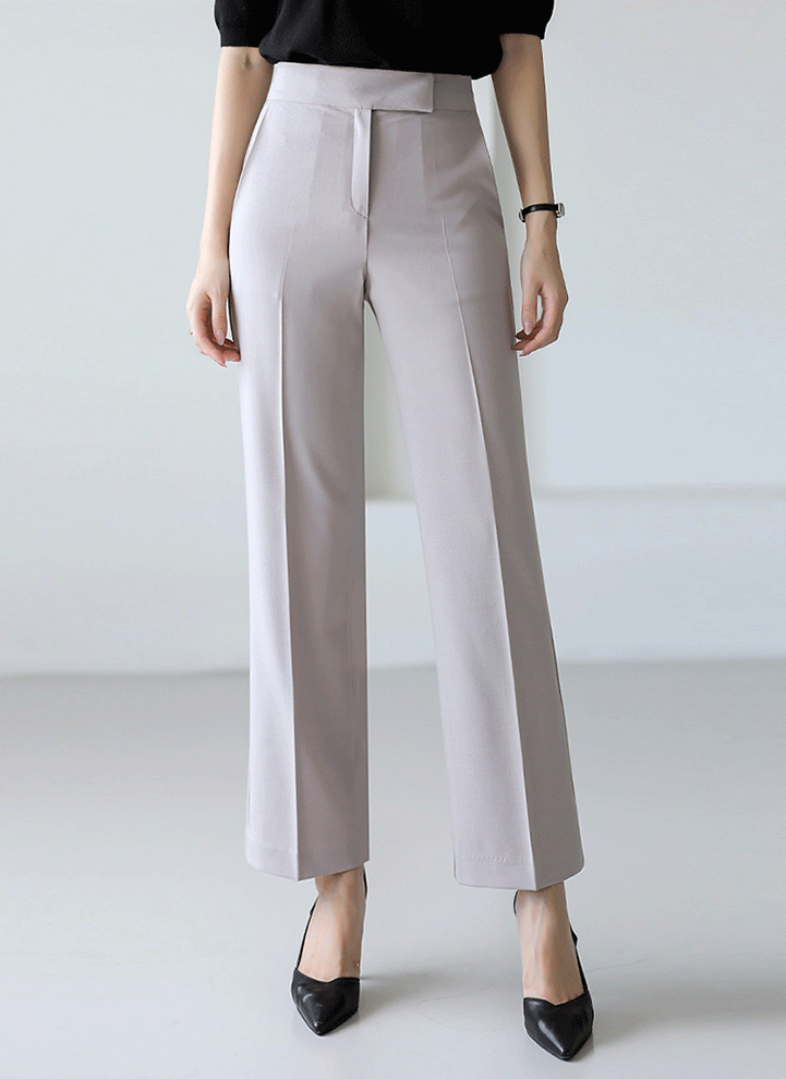 High Rise Stretch Straight Slacks