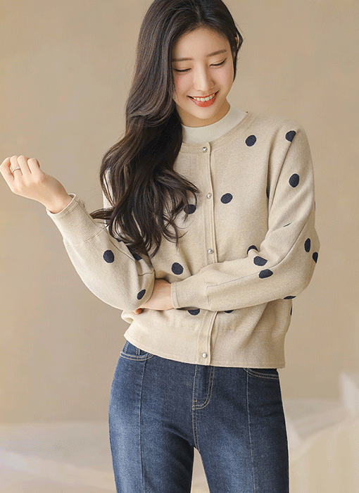 Chic Metallic Dot Knit Cardigan
