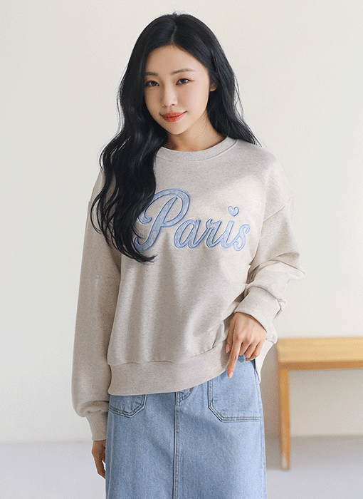 [The Onme] Romantic Paris Lace Detail Sweatshirt