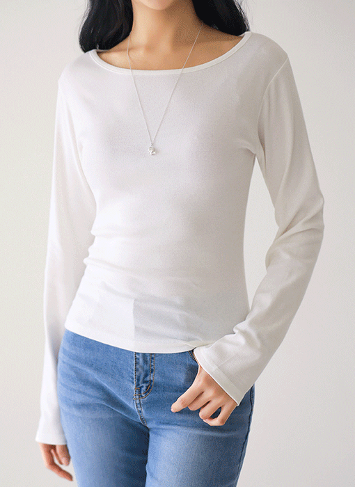 [The Onme] Soft Modal Boat-neck Slim Tee