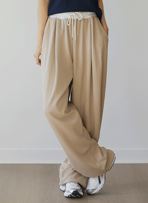[The Onme] (5 Colors) Daily Ease Contrast Waist Wide Pants