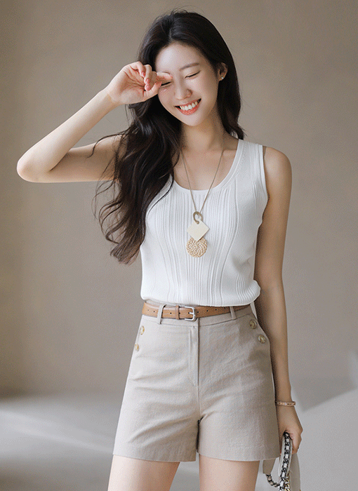 (4 Colors) Sleek Texture Ribbed Knit Tank