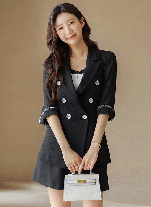 Double Breasted Sheer Tailored Jacket