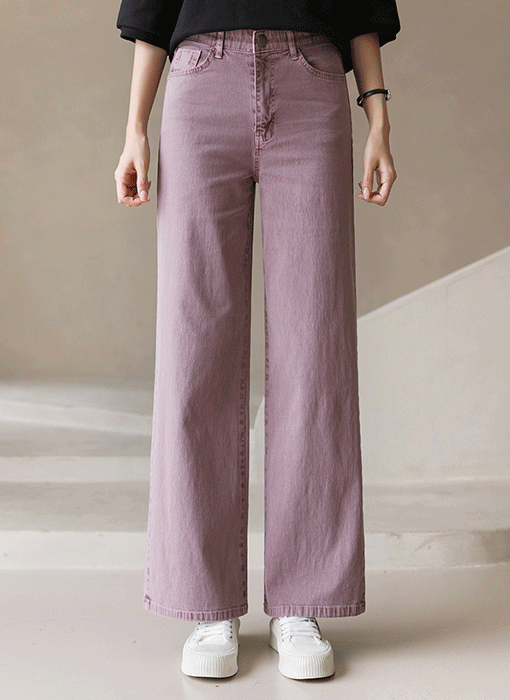 [The Onme] (4 Colors) Trendy Garment-Dyed Wide Cotton-Blend Pants