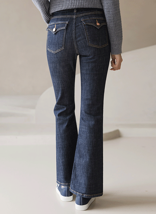 [The Onme] Slim Fit Flap Pocket Boot-cut Jeans