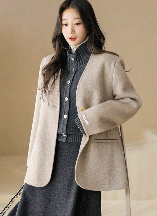 Minimal Chic Wool-Blend Belted Coat