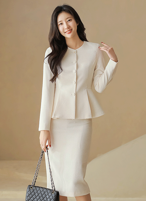 Polished Tweed Peplum Jacket