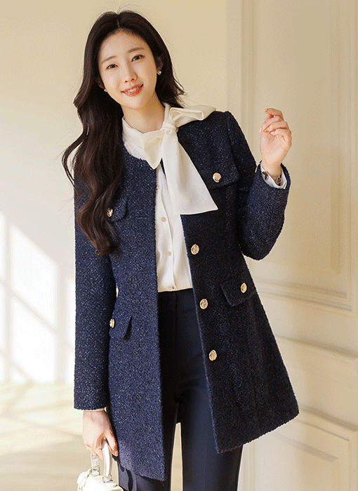 [LouisAngel] Celeste Elegant Tailored Tweed Coat
