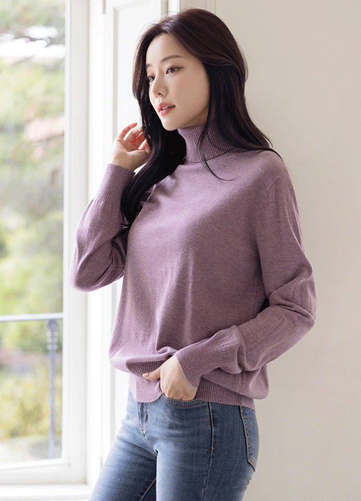 (9 Colors) Comfy Metallic Turtleneck Knit Top